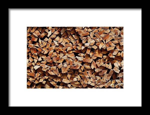 Abstract Framed Print featuring the photograph Stacked Cord Wood by Charles Lupica