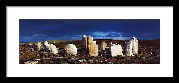 Architectural Heritage Framed Print featuring the photograph Standing Stones, Blacksod Point, Co by The Irish Image Collection 