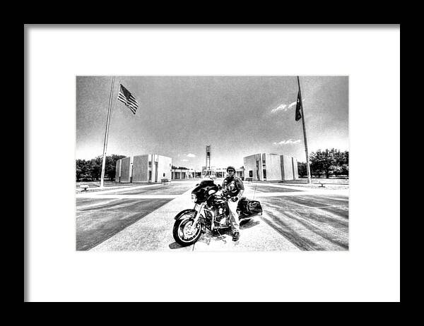Patriot Guard Rider Framed Print featuring the photograph Standing Watch at the Houston National Cemetery by David Morefield