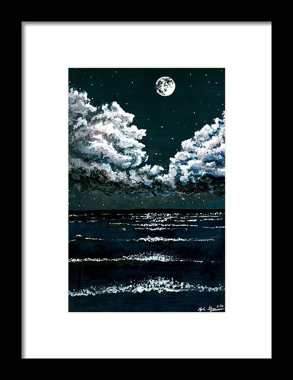 Seascape Framed Print featuring the painting Starry Night Seascape by Kyle Gray