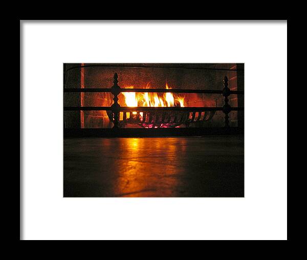 Fireplace Framed Print featuring the photograph Staving Off The Coastal Chill by Mary McAvoy