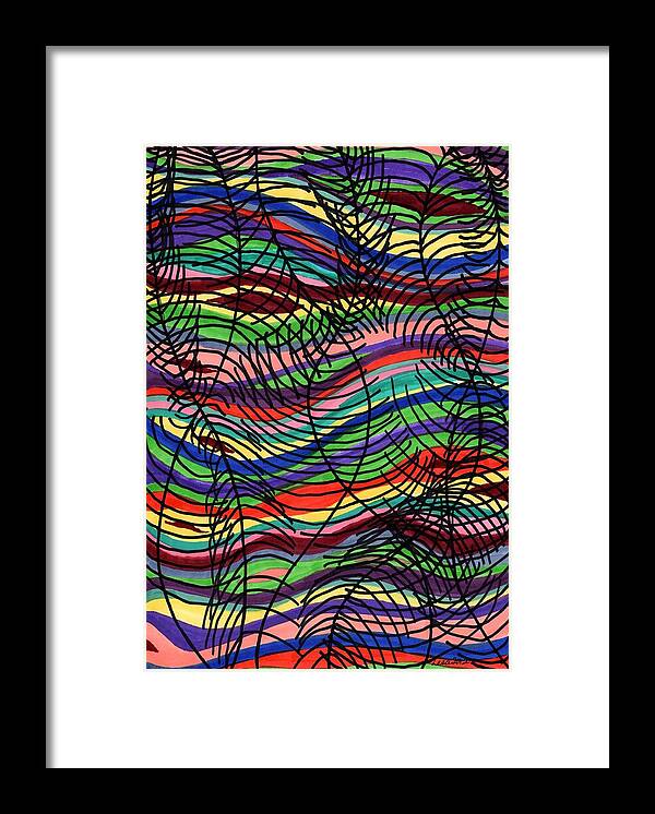 Abstract Framed Print featuring the drawing Staying Busy by Lesa Weller