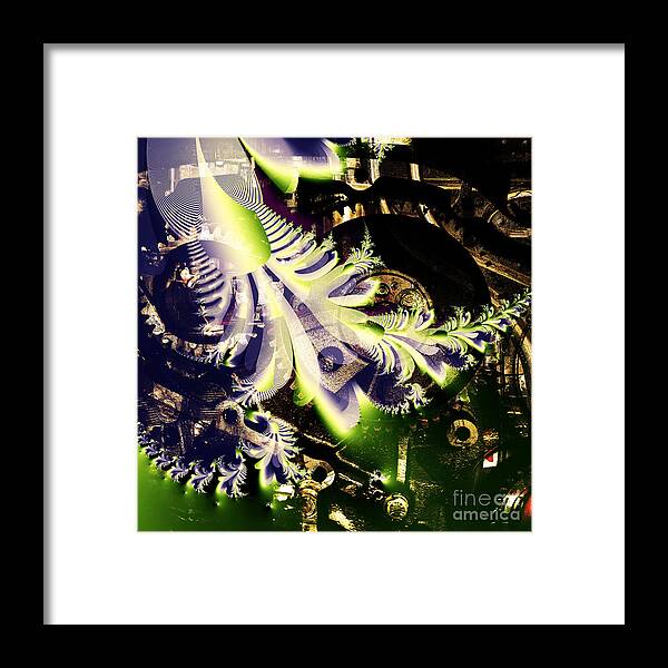 Fractal Framed Print featuring the digital art Steampunk Abstract Fractal . Square . S2 by Wingsdomain Art and Photography