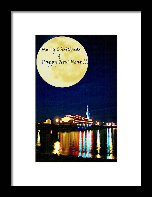 Pier Framed Print featuring the photograph Stearns Warf holiday card by Gary Brandes