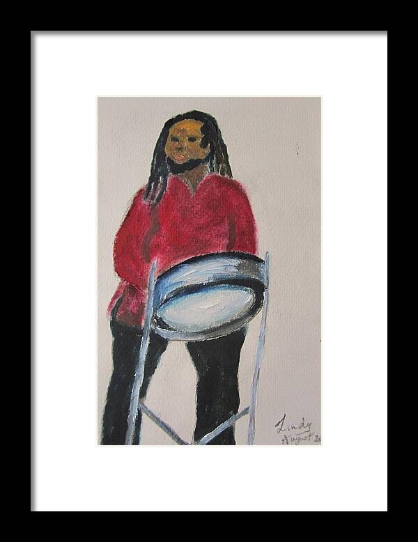 Steel Pan Framed Print featuring the painting Steelpan man by Jennylynd James