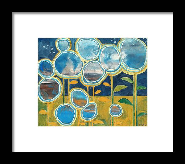 Abstract Framed Print featuring the painting Stella by Casey Rasmussen White