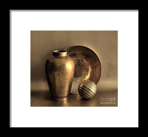 Vase Framed Print featuring the photograph Still Life In Gold by Mark Fuller