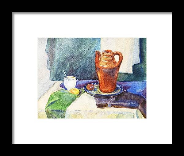 Cup Framed Print featuring the painting Still Life With Cup and Coffeepot by Irina Sztukowski