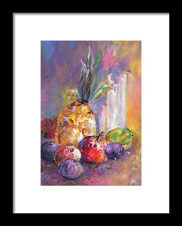 Still Life Framed Print featuring the painting Still Life With Pineapple by Miki De Goodaboom