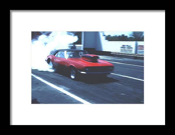 Speed Framed Print featuring the photograph Stock Car Burning Rubber by Tom Wurl