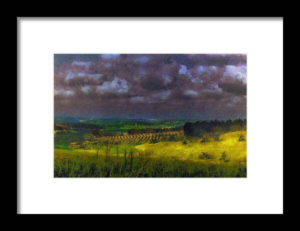 Landscape Framed Print featuring the photograph Storm clouds over meadow by Michael Goyberg