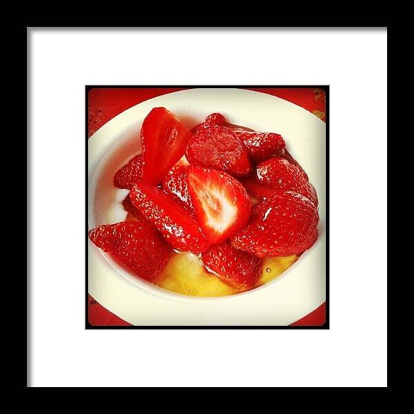 Strawberry Framed Print featuring the photograph #strawberry #fruits #dessert by Jin Yean
