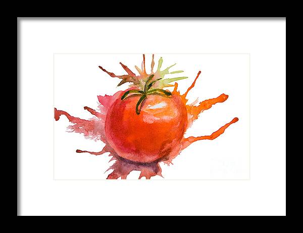 Abstract Framed Print featuring the painting Stylized illustration of tomato by Regina Jershova