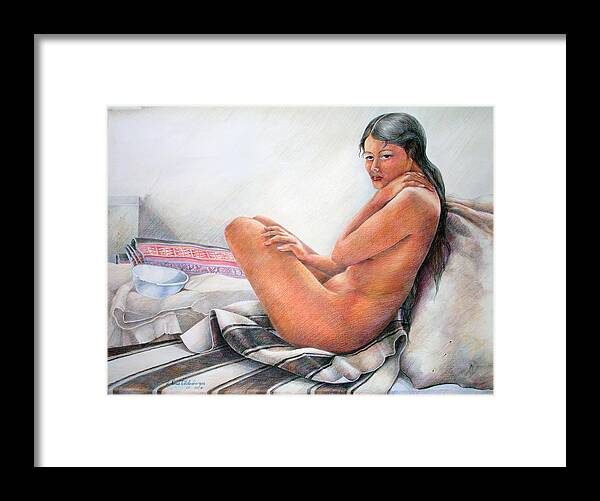 Copper Framed Print featuring the drawing Sumax Sipas by Sonia Tudela