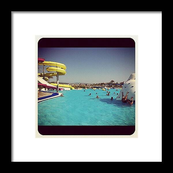 Waterpark Framed Print featuring the photograph #summer #pool #slides #waterpark #fun by Sian Holt