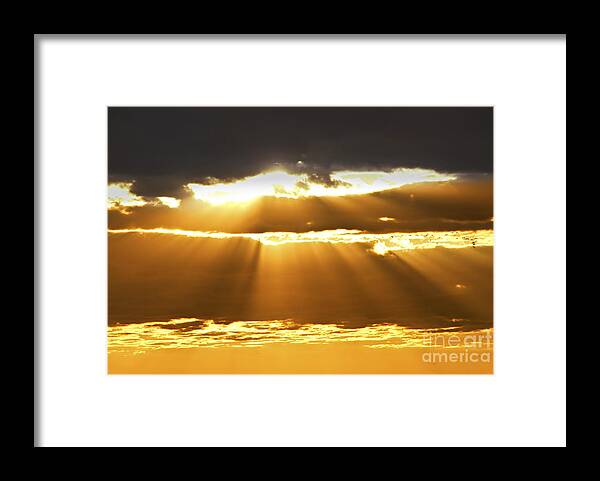 Sunset Framed Print featuring the photograph Sun rays at sunset sky by Elena Elisseeva