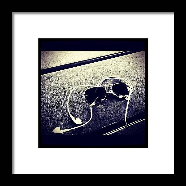 And Framed Print featuring the photograph #sunglasses #and #headphones #earphones by Josue Garcia