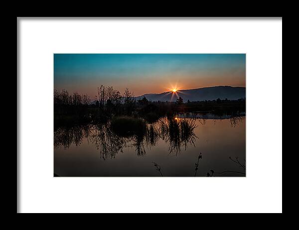 2012 Framed Print featuring the photograph Sunrise over the Beaver Pond by Ronald Lutz