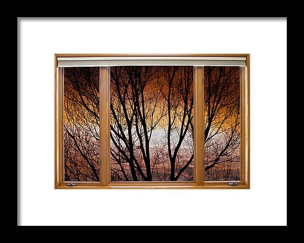 Window Framed Print featuring the photograph Sunset Into The Night Window View 2 by James BO Insogna