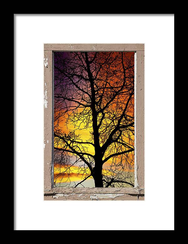 Window Framed Print featuring the photograph Sunset Into The Night Window View 4 by James BO Insogna