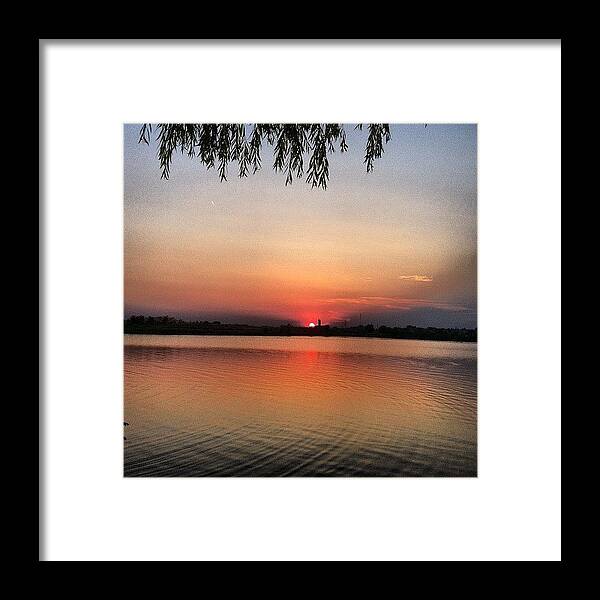 Beautiful Framed Print featuring the photograph #sunset #lake #reflection #red by Zain Master