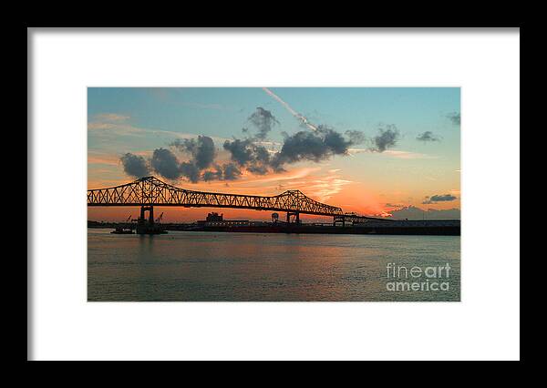 Bridge Framed Print featuring the photograph Sunset on the Mississippi by Lydia Holly