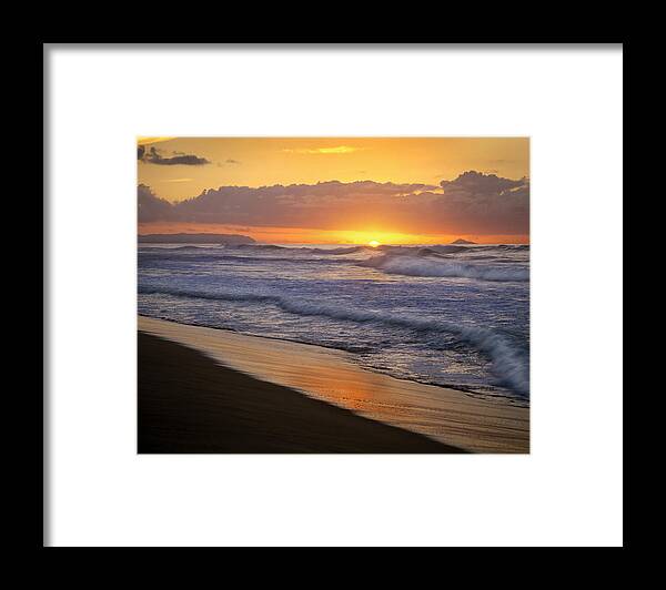 Mp Framed Print featuring the photograph Sunset Over Polihale Beach, Kauai by Tim Fitzharris
