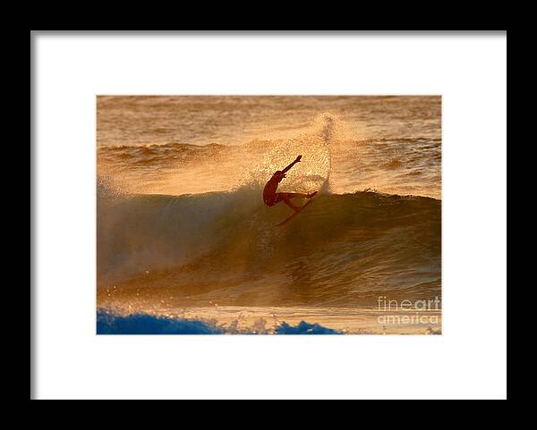 Ocean Framed Print featuring the photograph Sunset Slash by Paul Topp