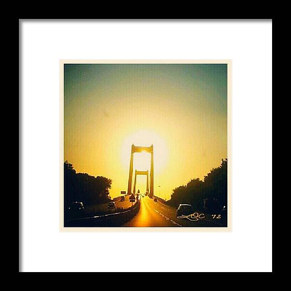Bridge Framed Print featuring the photograph #sunset #summer #bridge #road #nature by Lotte Corvinius