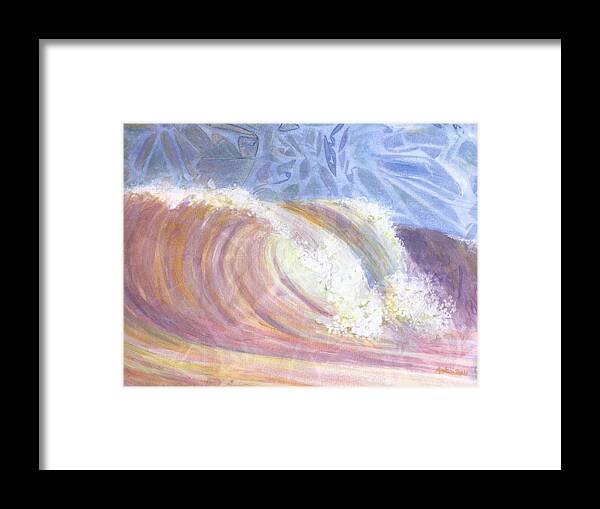 Surf Framed Print featuring the painting Sunset Surf by Arlissa Vaughn