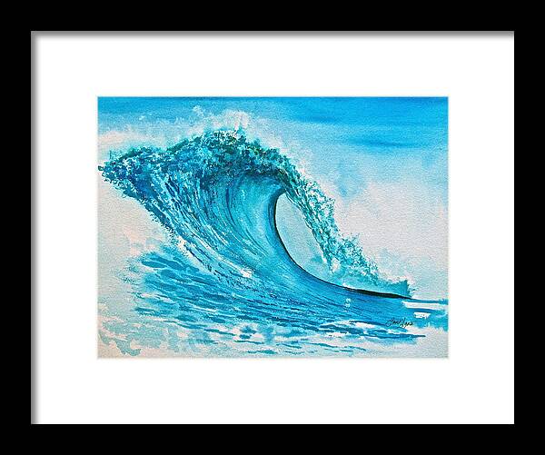 Wave Framed Print featuring the painting Symphony in Blue Green by Frank SantAgata