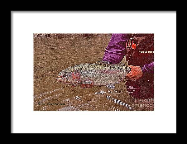 Trout Framed Print featuring the sculpture Tailwater Bow by Alex Suescun