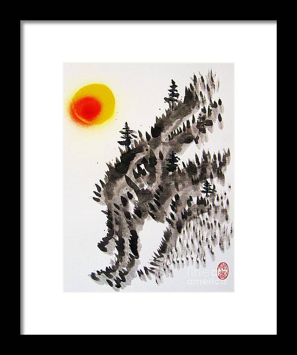 Figurative Framed Print featuring the painting Taiyo - san setsugen by Thea Recuerdo