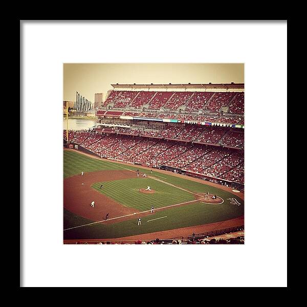 Reds Framed Print featuring the photograph Take Me Out To The Ball Game. #reds by Micaela Dinger