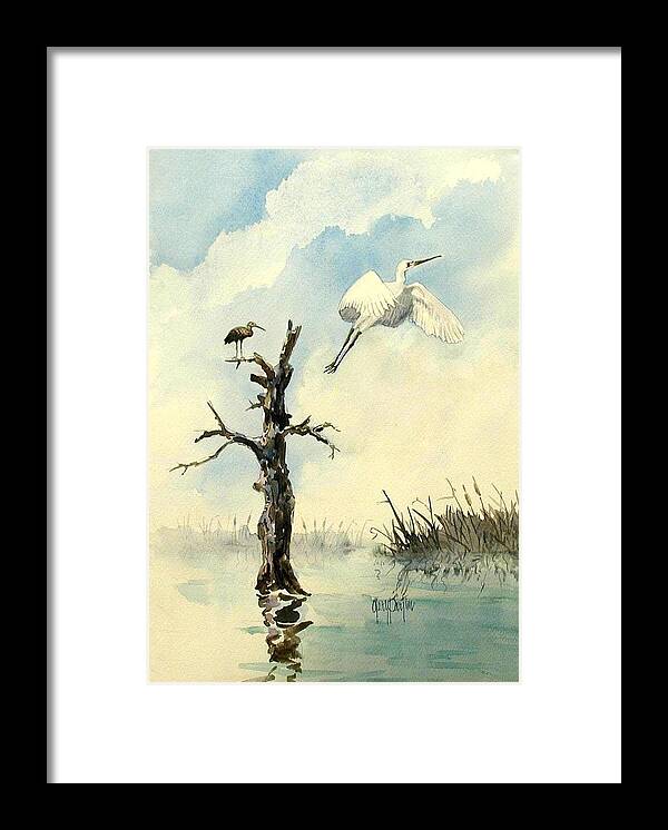 Great White Heron Framed Print featuring the painting Taking Flight by Gary Partin