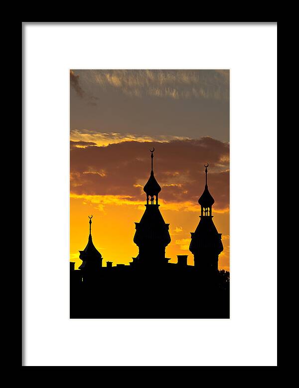 Architecture Framed Print featuring the photograph Tampa Bay Hotel Minarets at Sundown by Ed Gleichman