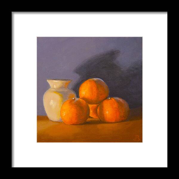 Tangerines Framed Print featuring the painting Tangerines by Joe Bergholm