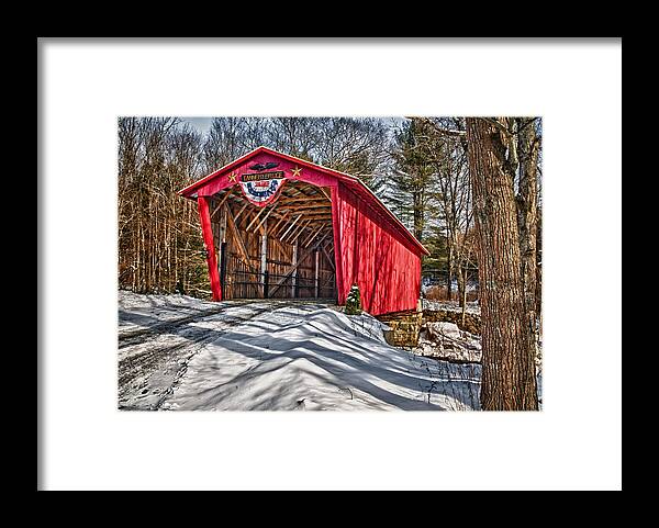 Covered Bridge Framed Print featuring the photograph Tannery Bridge by Fred LeBlanc
