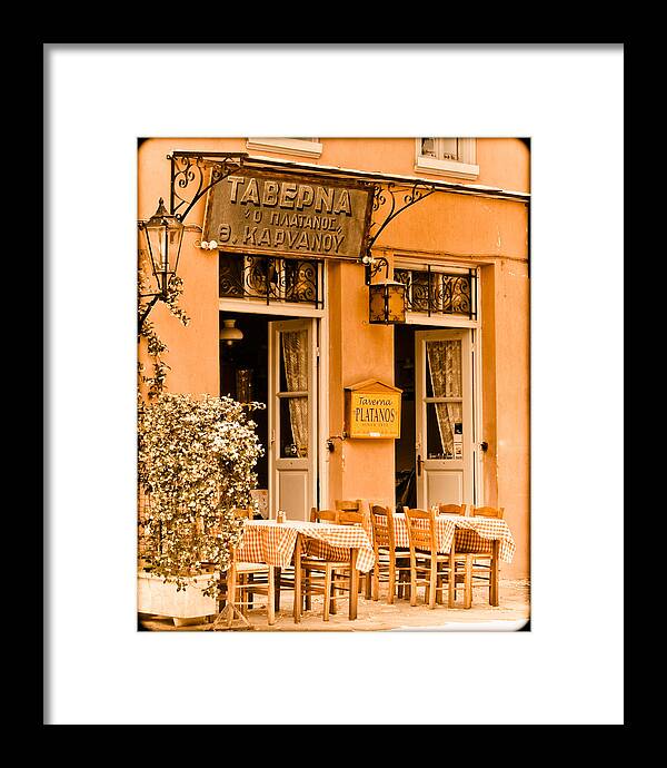 Tables Framed Print featuring the photograph Athens, Greece - Taverna by Mark Forte