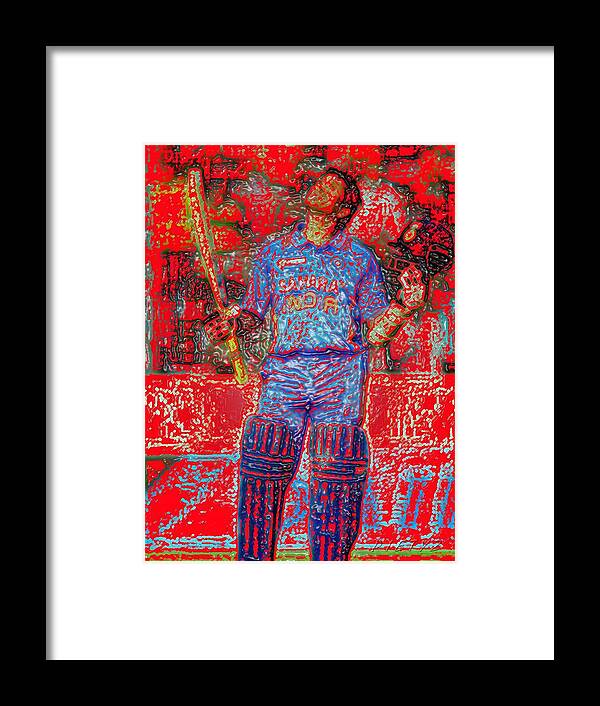 Sachin Framed Print featuring the digital art Tendulkar-100th 100-GOD of Criket by Piety Dsilva