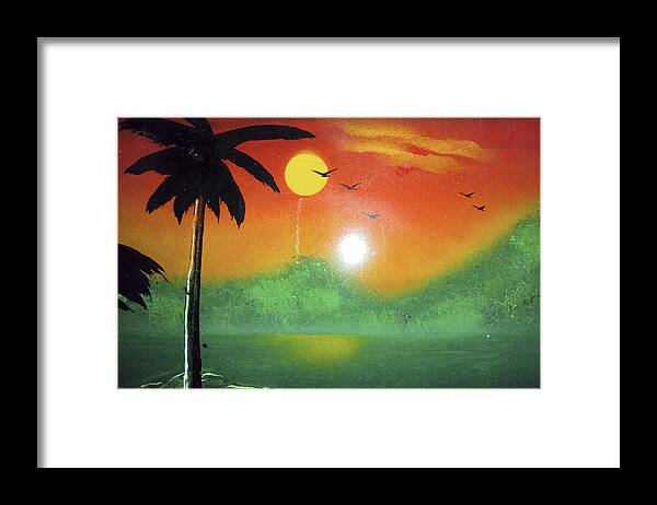 Palms Framed Print featuring the mixed media Tequila Sunrise by Artista Elisabet