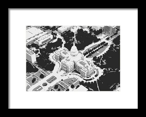 Capitol Of Texas Framed Print featuring the photograph Texas Capitol BW3 by Scott Kelley