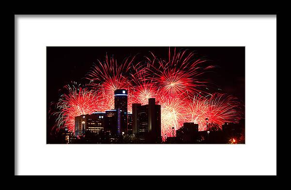 The Framed Print featuring the photograph The 54th Annual Target Fireworks in Detroit Michigan - Version 2 by Gordon Dean II
