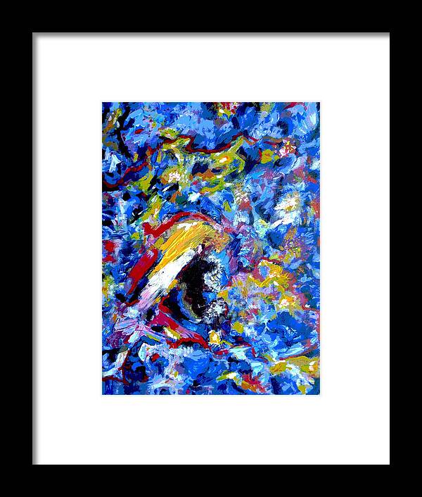 Abstract Art. Framed Print featuring the mixed media The blues by Samuel Daffa