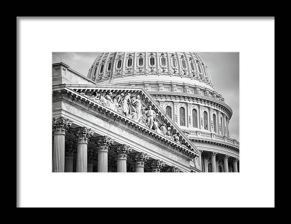 Black And White Framed Print featuring the photograph The Capitol Building 4 by Frank Mari