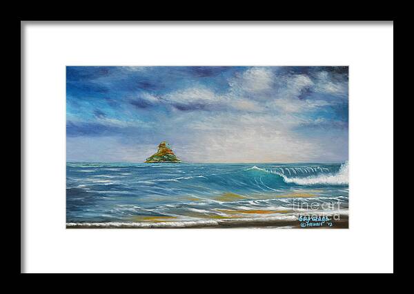 Oahu Framed Print featuring the painting The Chinaman's Hat by Larry Geyrozaga