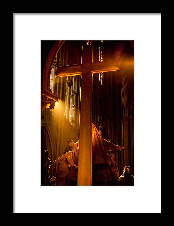 Notre Dame Framed Print featuring the photograph The Cross in Notre Dame by Anthony Doudt