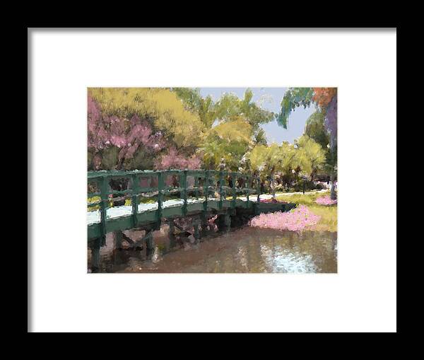 Bridge Framed Print featuring the mixed media The Crossing by Rosalie Scanlon