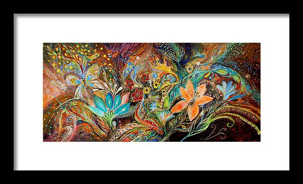Judaica Framed Print featuring the painting The Dance of Lizards by Elena Kotliarker