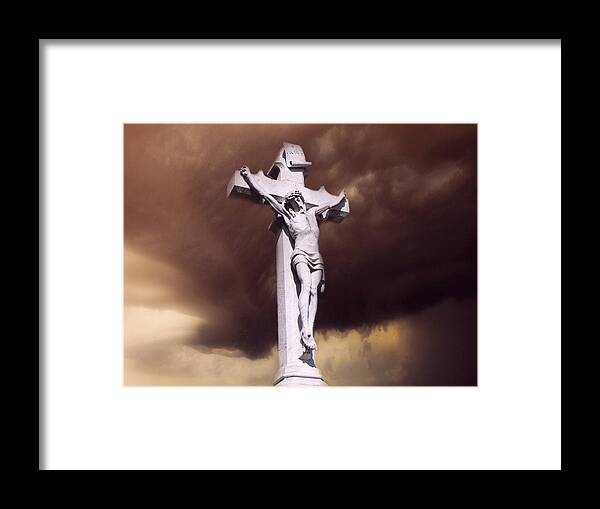 Crucifixion Framed Print featuring the photograph The Darkest Night by David Dehner